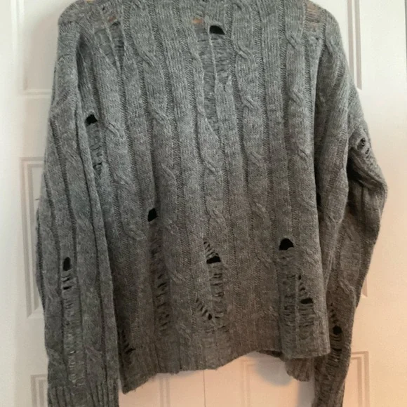 Gray Distressed Sweater - Picture 3 of 3